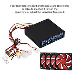 PC Fan Speed Controller, 4 Kanaals Koellichaam Controller voor Computer met Blauwe LED — thumbnail 5
