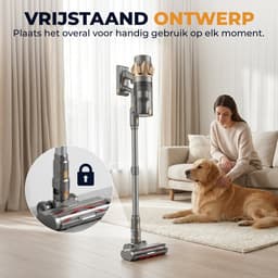 Cleanova Steelstofzuiger - 45000PA - 500W sterke stofzuiger - draadloos - 4 opzetstukken - Display - kruimeldief - zonder zak - Groen verlichting - 2500mAh - inclusief muurbevestiging + hepa filter — thumbnail 5