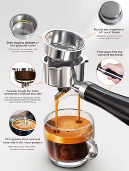 Halfautomatische Espressomachine-19 Bar Druk-Professionele Programmeerbare Functies-Optionele Programmabereik-Krachtig Stoomsysteem-Thermo Spiraal Verwarming Systeem & Warme Kopjes Functie — thumbnail 5