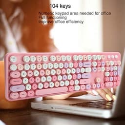 Schattige Toetsenbord en Muis Set met 104 Toetsen, Retro Typemachine Stijl, Verbeterde Kantoor Efficiëntie, Multimedia Knop, Ergonomisch Ontwerp, Intelligente, Roze Thema — thumbnail 3