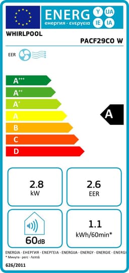 WHIRLPOOL PACF29COW, 49dB zeer stille airco, Wit, 9000 BTU — thumbnail 2