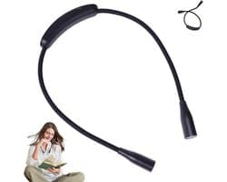 Nekleeslamp - Leeslamp USB-C - Comfortabel Lezen - Flexibele Zwanenhals - 153 g - Zwart