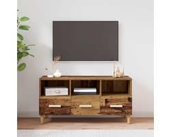Tv-kast Hout - Mediab প্রয়োজনীয় - Opbergen Media - Strakke Lijnen - 102 cm breed - Oud Hout