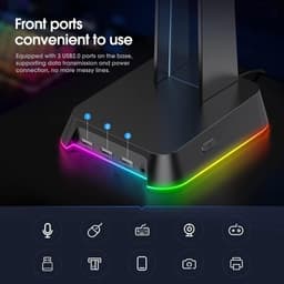 Hoofdtelefoonstandaard - Headset houder - Bureau organiseren - Met RGB verlichting - 10 x 10 x 10 mm - Roze — thumbnail 3