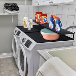 Wasmachine Droger Kit - Wasrek Verbinding - Ruimte Optimalisatie - Antislip Plank - 70 cm - Grijs — thumbnail 3