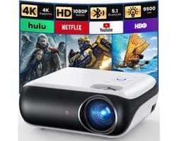 Beamer Mini Projector 1080P Full HD Draagbaar met Bluetooth 5.1 – Compacte Thuisbioscoop met 200 Inch Scherm – HDMI USB Smartphone Laptop