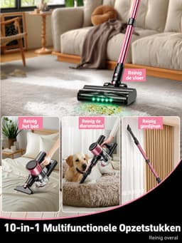 Krachtige Draadloze Stofzuiger 500W – 10-in-1 – Ideaal voor Huisdierenharen & Alle Vloertypes - Waterstofzuiger - Vloerreiniger - — thumbnail 2