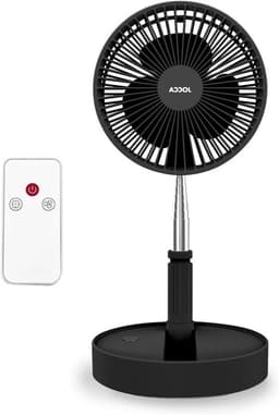 Staande Ventilator - Oplaadbare Ventilator - Thuis Koelte - Opvouwbaar Ontwerp - Tot 98 cm - Zwart — thumbnail 1