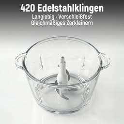 Elektrische Hakmolen - Keukenmachine Mini - Snel Ingrediënten Snijden - 4 Roestvrij Staal Messen - 1.8 Liter - Wit — thumbnail 3