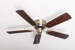 Platte Plafondventilator 105 cm Messing Antiek met Keerbare Houten Bladen — thumbnail 5