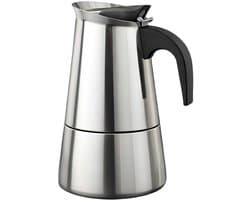 Cheffinger, Italiaans Koffiezetapparaat van RVS 12 Kopjes Inductie Compatibel voor Moka Koffie, Zilver