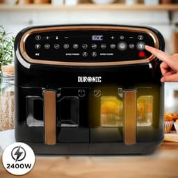 Heteluchtfriteuse Set - Airfryer Lades - Gezond Koken - Sync Cook Sync Finish - 10 Liter Capaciteit - Zwart Goud — thumbnail 3