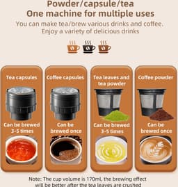 Draagbare elektrische espressomachine, bediening met één knop, met indicatielampje, draadloos, oplaadbaar, geschikt geschikt voor chocoladetheecapsules, gemalen koffie en theepoeder, perfect geschikt voor gebruik thuis, in de auto of onderweg. — thumbnail 2