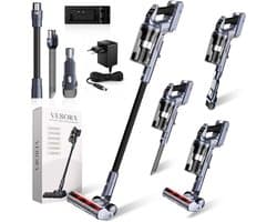 Vesora® 3-in-1 Steelstofzuiger Draadloos zonder Zak - BASIC - Draadloze Stofzuiger - Kruimeldief Snoerloos - Vacuum Cleaner - Handstofzuiger - Stofzuiger Steel met Hepa Filter - Stofzuiger Huisdieren - Zakloze Stofzuiger