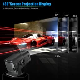 Mini Keystone Projector - Smart 1080P Draagbare Home Cinema Projector met WiFi 6, BT 5.0, 180° draaifunctie, 230 ANSI pixels, Bluetooth Projector voor telefoon, pc, laptop, PS5, HDMI, USB — thumbnail 5