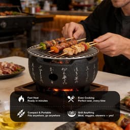 Dailygoods- Mini BBQ Grill Draagbaar - Houtskoolbarbecue - Aluminiumlegering - Grillrek - Snel opwarmend - Ideale kooktemperatuur - Barbecue — thumbnail 2