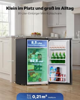Kleine Koelkast - Mini Koelkast - Dranken Koelen - Energiezuinig Stil - 91 Liter - Zilver — thumbnail 4