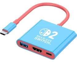 Docking station geschikt voor Nintendo Switch / Switch 2/ Switch OLED – Rood/blauw