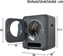 Afvoerdroger - Wanddroogkast met UV Sterilisatie en 6 Programma's - 3 kg Capaciteit - Grijs — thumbnail 6