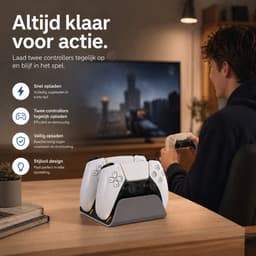 Sounix Oplaadstation geschikt voor PS5 Slim Controller - 2in1 charging station - PS5 accessoires - Grijs — thumbnail 2