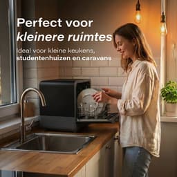 Skoov Mini Vaatwasser met waterreservoir PRO - 3 couverts - 6 wasprogramma's - Kleine smalle vrijstaande afwasmachine - Camping - Zwart — thumbnail 7