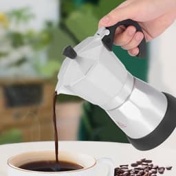 Dailygoody - Elektrische Moka Pot - 480 W Koffiezetapparaat - 300 ml - Voor Gezinnen en Kantoren - Aluminium - Ideaal voor Meetings — thumbnail 4