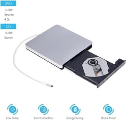Externe DVD Brander - CD RW Writer - Bestanden Archiveren - Geïntegreerde Kabelopslag - 15.2 cm Lang - Zwart — thumbnail 5