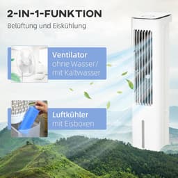 Luchtkoeler Ventilator - Mobiele Airco - Ruimte Verkoelen - 2-in-1 Waterkoeling - 23x29x86 cm - Wit — thumbnail 4