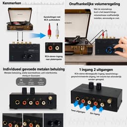 Platenvoorversterker – Phono Voorversterker met RIAA Correctie – Volume- & Level-Control – RCA & 3,5mm Uitgang – Geschikt voor Platenspelers – Naar Speakers of Hoofdtelefoon — thumbnail 4
