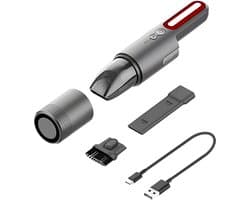 Somstyle Auto Stofzuiger - Kruimeldief Draadloos - 6000Pa Zuigkracht - Handstofzuiger Oplaadbaar - Kruimelzuiger - Grijs