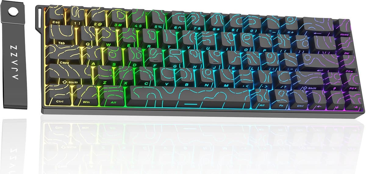 Ajazz AK680 V2 HE - 65% Bedraad Gaming Toetsenbord - Magnetische Toetsen - Hall Effect - Rapid Trigger - QWERTY - Contourlijn zwart — afbeelding 1
