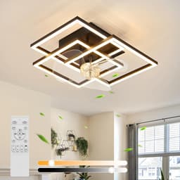 Glitzerlife - Plafond ventilator met verlichting - Modern Dimbaar Led Licht - Stille plafondventilator - 6 Snelheden Omkeerbaar - Nachtlicht Timer Geheugenfunctie - 37 Cm - Zwart — thumbnail 1