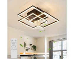 Glitzerlife - Plafond ventilator met verlichting - Modern Dimbaar Led Licht - Stille plafondventilator - 6 Snelheden Omkeerbaar - Nachtlicht Timer Geheugenfunctie - 37 Cm - Zwart — afbeelding 1