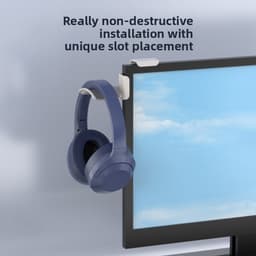 Koptelefoonhouder met clipbevestiging, geschikt voor gamingheadsets en computerschermen – wandmontage/monitorhaak, draagbare, stijlvolle opbergstandaard voor koptelefoons, bureau-organizer, compatibel met alle soorten (montage zonder boren). — thumbnail 3