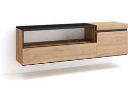TV Meubel - Lowboard Kast - Woonkamer Inrichting - Hangend Ontwerp - 150x45x35cm - Eiken Zwart