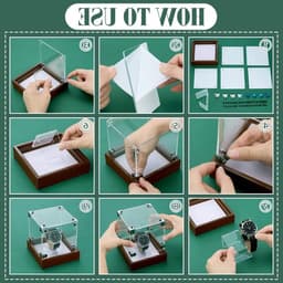 Elegante horlogedoos met houten sokkel en armbandhouder, sieradendisplay voor heren en dames, 11,8 x 11,8 x 13,1 cm, perfect voor horlogeopslag en organisatie — thumbnail 2