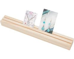 Houten Oorbellen Displaystandaard met 2 Slots, Lange Sieradenhouder voor Oorbellen en Ringen, Ideaal voor Thuis en Winkelgebruik, 31 x 4 cm