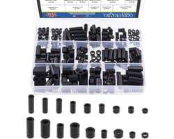 270 Stuks Nylon Ronde Spacer Assortiment voor M3 M4 M5 M6 Schroeven, Elektrische Aansluitingen en Zwarte ABS Ronde Wasringen