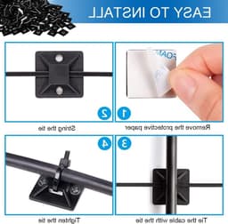 Zelfklevende montagesteun voor kabelbinders, schroefbasis voor kabelbevestiging, houder voor kabelbinders, ideaal voor stroomkabels, compact formaat 18,5 x 18,5 x 6,4 mm — thumbnail 2