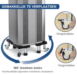Verstelbaar onderstel voor wasmachine, droger en koelkast – roestvrijstalen platform met 4 poten en 4 wielen, 54,5-67 cm instelbaar, 500 kg draagvermogen — thumbnail 2