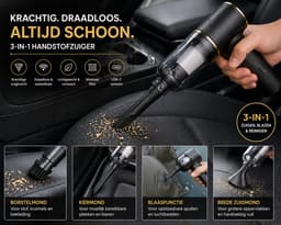 Draadloze handstofzuiger auto kruimeldief oplaadbaar 3-in-1 krachtige mini stofzuiger met opzetstukken compact voor auto en huis — thumbnail 3