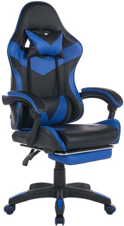 Ergonomische Bureaustoel/Gamingstoel – Verstelbare Rugleuning – 360° Draaibaar - Met Armleuningen En Voetsteun - Hoofdsteun & Lendensteun - Zwart, blauw — thumbnail 1