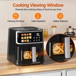 Innovastore Airfryer - Heteluchtfriteuse - Luchtfriteuse - Koken - Digitaal scherm - Led-touchscreen - Kijkvenster - 8L - Zwart — thumbnail 5