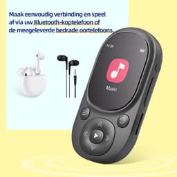 Gloovon® - MP3 Speler - Bluetooth 5.3 - Incl. Oordopjes en 64GB Opslagruimte - Ondersteuning tot 128 GB - USB - FM Radio - Zwart — thumbnail 5