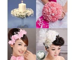 Sierlijke parelketting van 30 meter voor DIY knutselprojecten, bruiloften en feestdecoratie met blauwe parels en lint