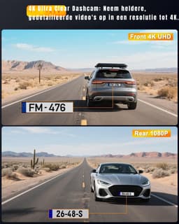 RUX® Dashcam Voor en Achter - Dashcam - Parkeermonitor - Zwart - 4cm x 9cm x 6cm — thumbnail 3