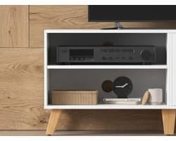 TV-meubel 140x40x50 cm – Modern witte TV-kast met 2 deuren en verstelbare planken, lowboard voor 60 inch televisie – Televisiemeubel voor woonkamer, eetkamer en slaapkamer | Yesdeals