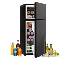 Minikoelkast met vriesvak 92 liter – 2-in-1 – Glazen deur met LED-verlichting – Stil bedrijf 45 dB – Voor keuken, kantoor en studentenkamers – 42,5 x 42,5 x 102 cm