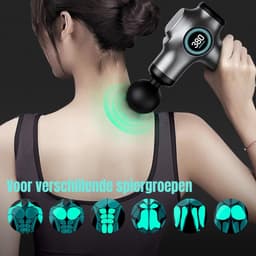 SNJY® Massage Gun - Massage Apparaat - Massage Pistool Professioneel - 99 Snelheden - 9 Massagekoppen - Grijs — thumbnail 4