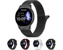 Evy24 Smartwatch Pro 42mm - Smartwatch Dames - Horloge met Belfunctie - Sporthorloge Dames - AMOLED - Bloeddrukmeter - Stappenteller - Android en iOS - Zwart